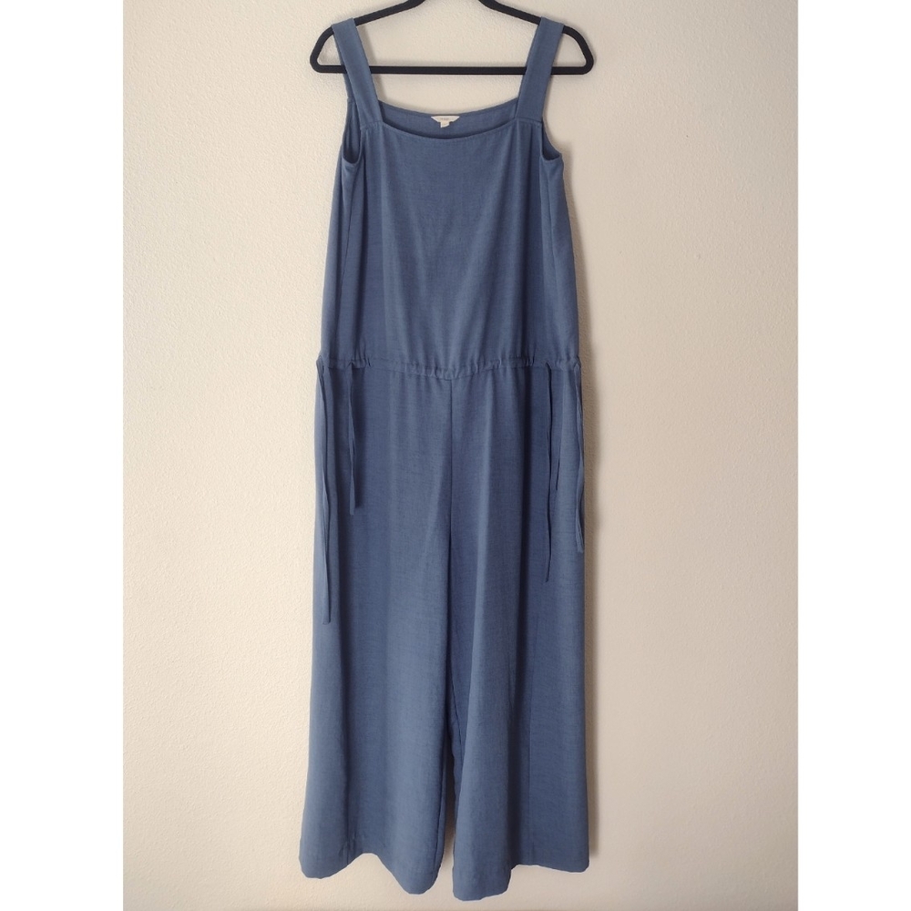 NAP Loungewear Drawstring Relaxed Fit Square Neck Wide Leg Jumpsuit Blue Size M - Picture 5 of 16